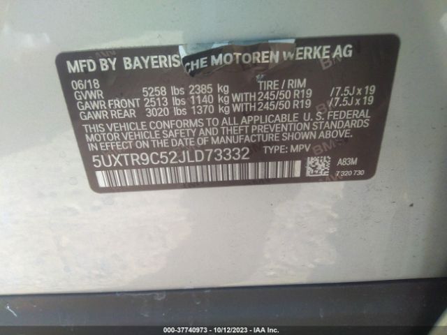 Photo 8 VIN: 5UXTR9C52JLD73332 - BMW X3 