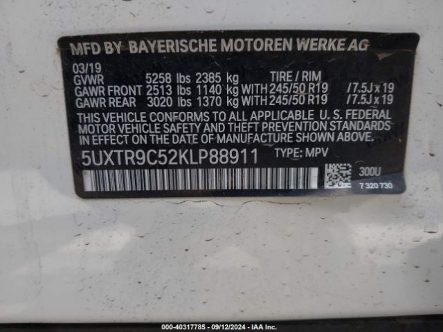 Photo 8 VIN: 5UXTR9C52KLP88911 - BMW X3 