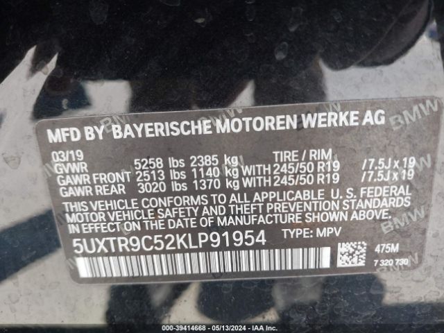 Photo 8 VIN: 5UXTR9C52KLP91954 - BMW X3 