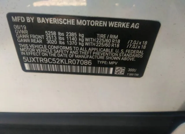 Photo 8 VIN: 5UXTR9C52KLR07086 - BMW X3 