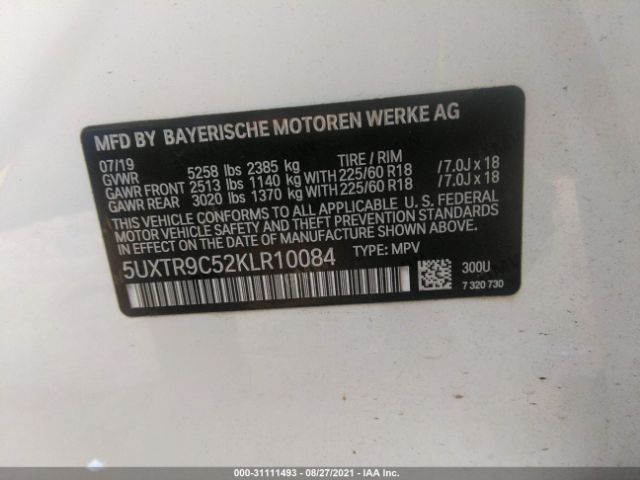 Photo 8 VIN: 5UXTR9C52KLR10084 - BMW X3 