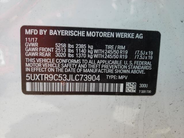 Photo 9 VIN: 5UXTR9C53JLC73904 - BMW X3 XDRIVE3 