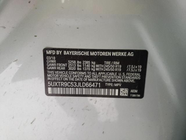 Photo 9 VIN: 5UXTR9C53JLD66471 - BMW X3 XDRIVE3 