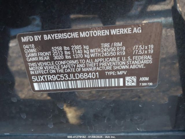 Photo 8 VIN: 5UXTR9C53JLD68401 - BMW X3 