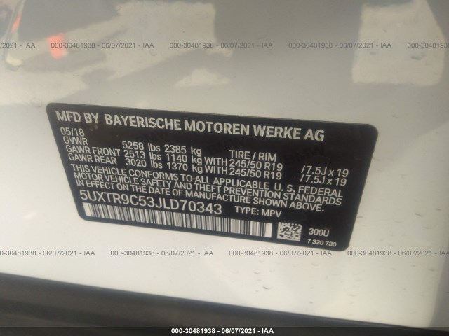 Photo 8 VIN: 5UXTR9C53JLD70343 - BMW X3 