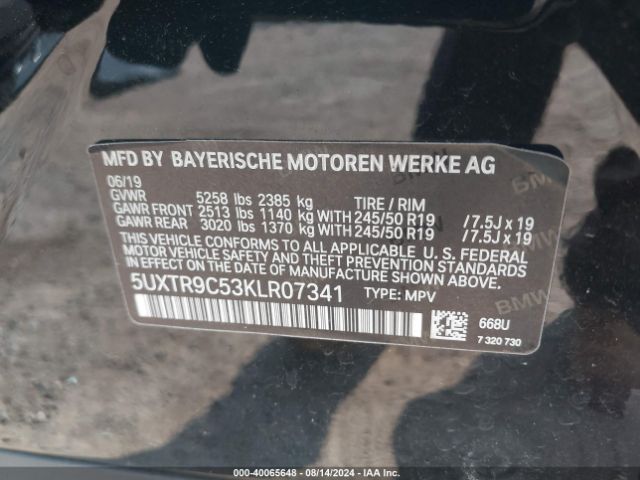 Photo 8 VIN: 5UXTR9C53KLR07341 - BMW X3 