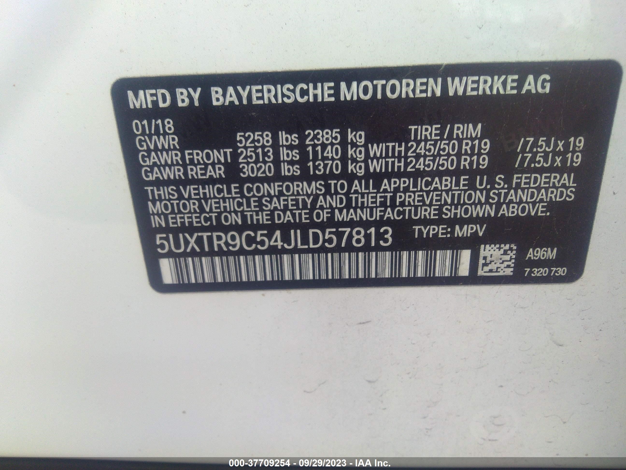 Photo 8 VIN: 5UXTR9C54JLD57813 - BMW X3 