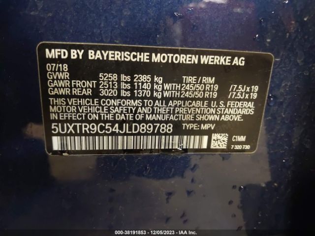 Photo 8 VIN: 5UXTR9C54JLD89788 - BMW X3 