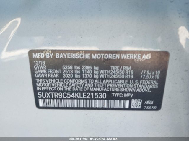 Photo 8 VIN: 5UXTR9C54KLE21530 - BMW X3 