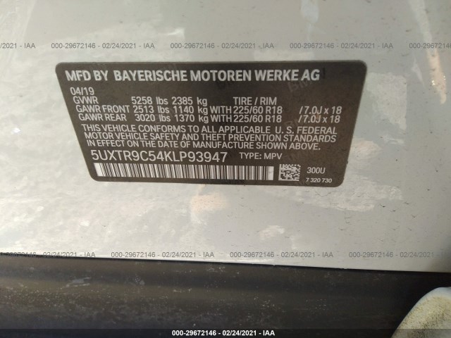 Photo 8 VIN: 5UXTR9C54KLP93947 - BMW X3 