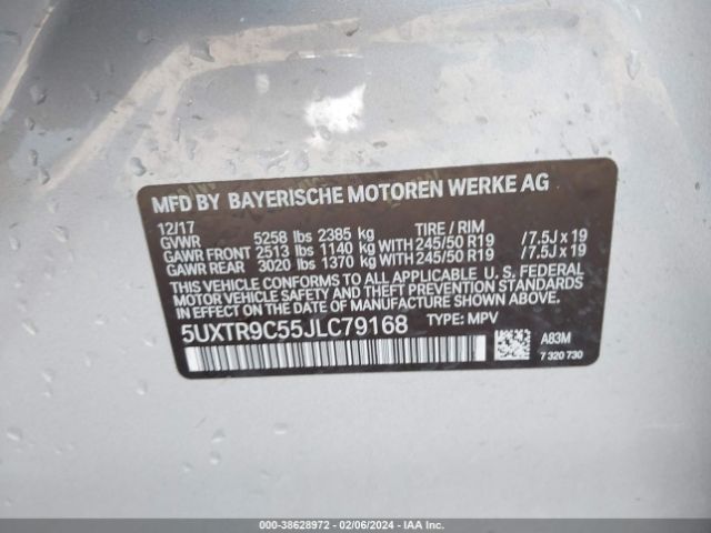 Photo 8 VIN: 5UXTR9C55JLC79168 - BMW X3 