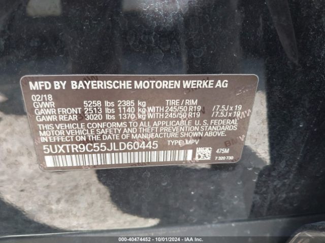 Photo 8 VIN: 5UXTR9C55JLD60445 - BMW X3 