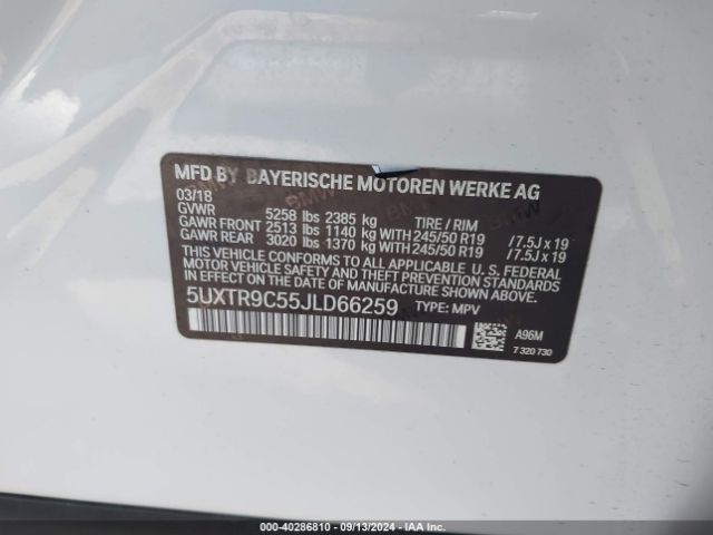 Photo 8 VIN: 5UXTR9C55JLD66259 - BMW X3 