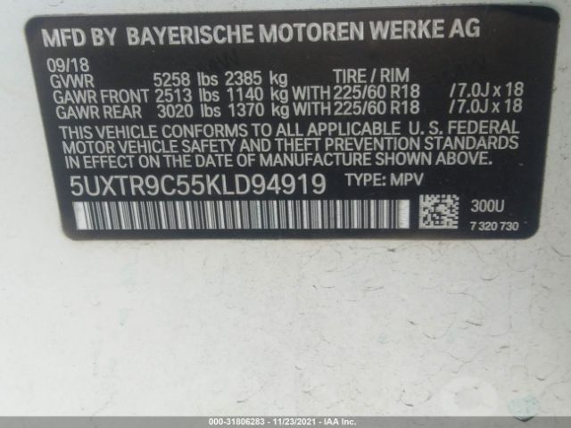 Photo 8 VIN: 5UXTR9C55KLD94919 - BMW X3 