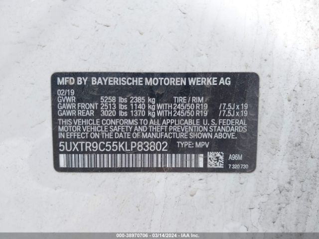 Photo 8 VIN: 5UXTR9C55KLP83802 - BMW X3 