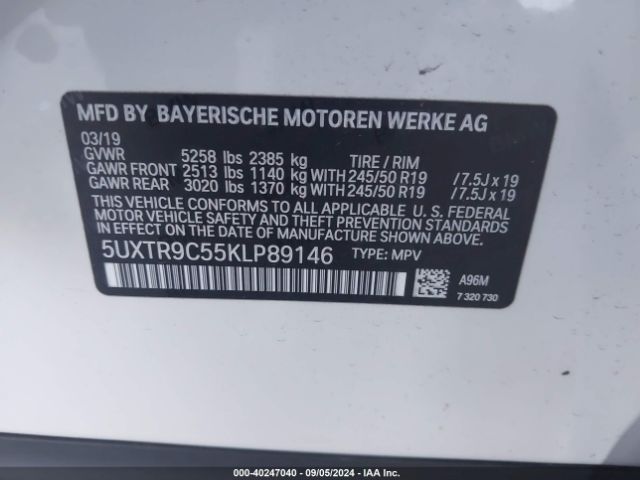 Photo 8 VIN: 5UXTR9C55KLP89146 - BMW X3 