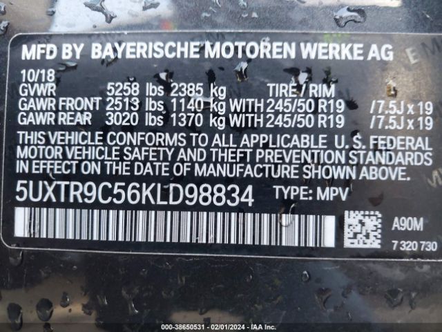 Photo 8 VIN: 5UXTR9C56KLD98834 - BMW X3 