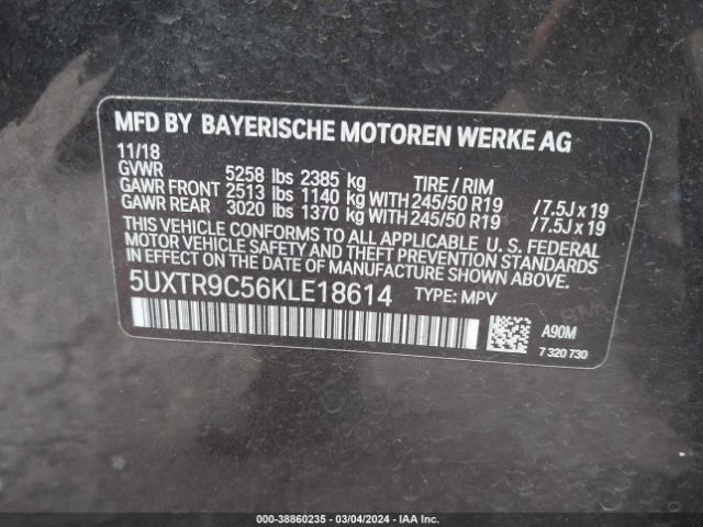 Photo 8 VIN: 5UXTR9C56KLE18614 - BMW X3 