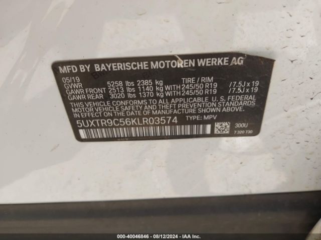 Photo 8 VIN: 5UXTR9C56KLR03574 - BMW X3 