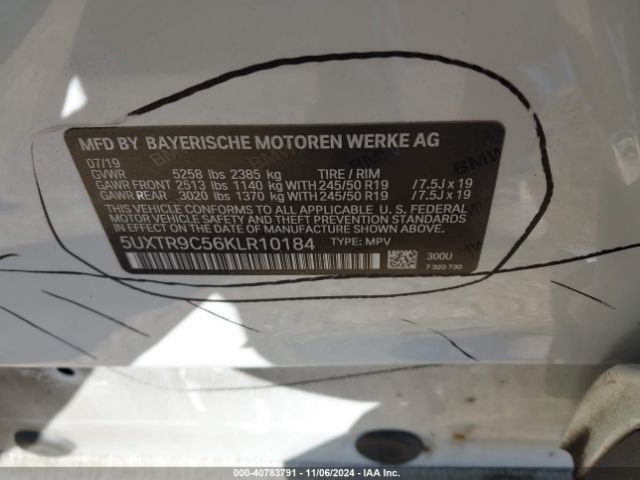 Photo 8 VIN: 5UXTR9C56KLR10184 - BMW X3 