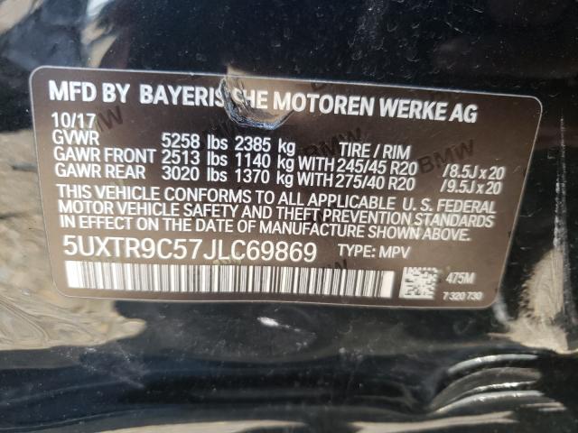 Photo 9 VIN: 5UXTR9C57JLC69869 - BMW X3 XDRIVE3 