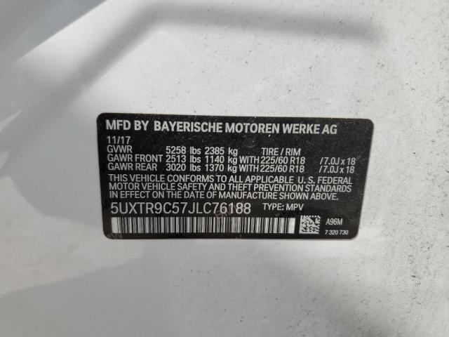 Photo 12 VIN: 5UXTR9C57JLC76188 - BMW X3 XDRIVE3 