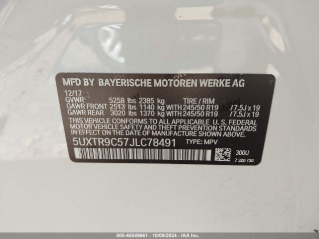 Photo 8 VIN: 5UXTR9C57JLC78491 - BMW X3 