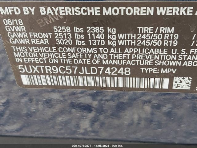 Photo 8 VIN: 5UXTR9C57JLD74248 - BMW X3 