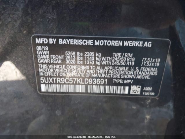 Photo 8 VIN: 5UXTR9C57KLD93691 - BMW X3 