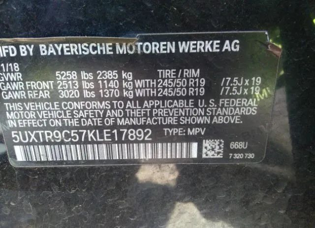 Photo 8 VIN: 5UXTR9C57KLE17892 - BMW X3 