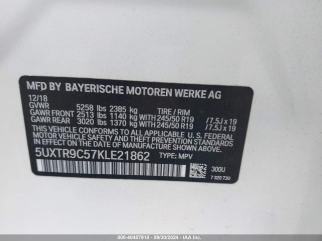 Photo 8 VIN: 5UXTR9C57KLE21862 - BMW X3 