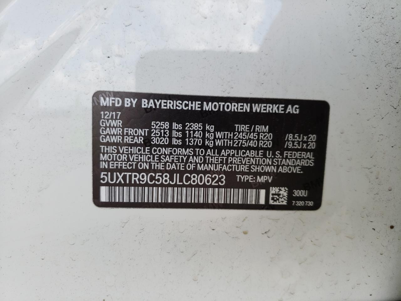 Photo 12 VIN: 5UXTR9C58JLC80623 - BMW X3 