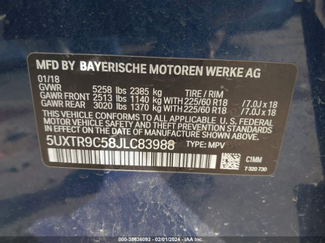 Photo 8 VIN: 5UXTR9C58JLC83988 - BMW X3 