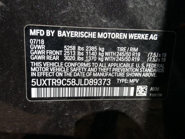 Photo 9 VIN: 5UXTR9C58JLD89373 - BMW X3 XDRIVE3 