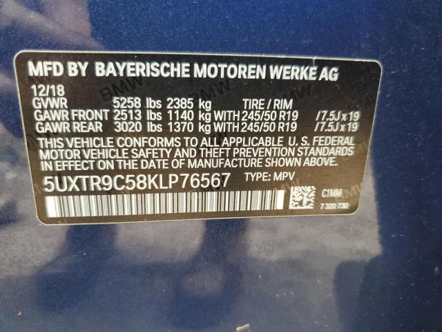 Photo 12 VIN: 5UXTR9C58KLP76567 - BMW X3 XDRIVE3 