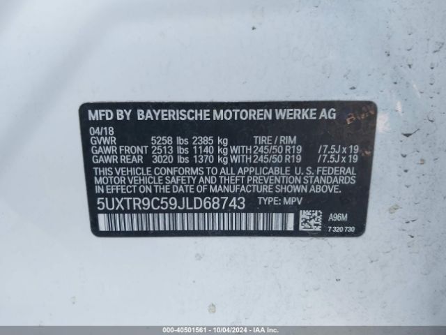 Photo 8 VIN: 5UXTR9C59JLD68743 - BMW X3 