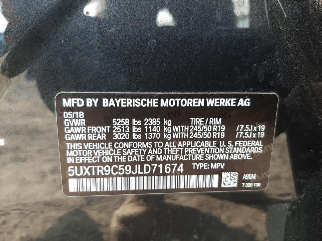 Photo 9 VIN: 5UXTR9C59JLD71674 - BMW X3 XDRIVE3 