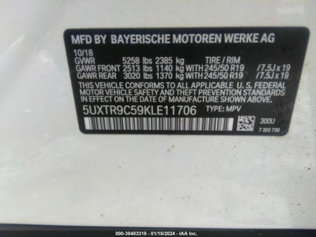 Photo 8 VIN: 5UXTR9C59KLE11706 - BMW X3 