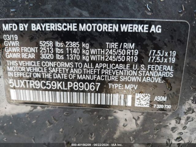 Photo 8 VIN: 5UXTR9C59KLP89067 - BMW X3 