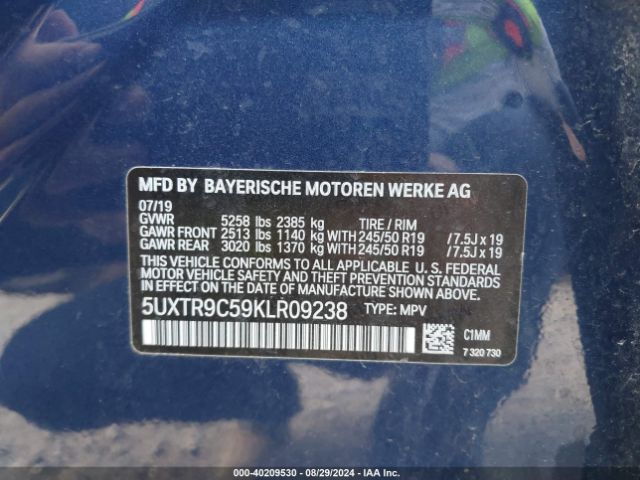 Photo 8 VIN: 5UXTR9C59KLR09238 - BMW X3 