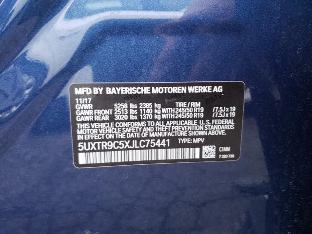 Photo 9 VIN: 5UXTR9C5XJLC75441 - BMW X3 XDRIVE3 