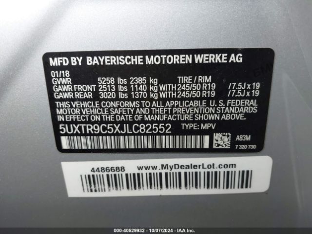 Photo 8 VIN: 5UXTR9C5XJLC82552 - BMW X3 