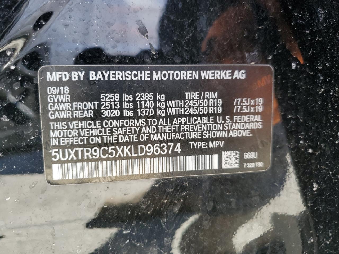 Photo 11 VIN: 5UXTR9C5XKLD96374 - BMW X3 