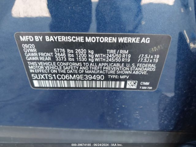 Photo 8 VIN: 5UXTS1C06M9E39490 - BMW X3 