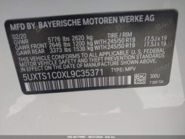 Photo 8 VIN: 5UXTS1C0XL9C35371 - BMW X3 