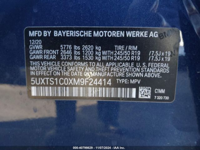 Photo 8 VIN: 5UXTS1C0XM9F24414 - BMW X3 