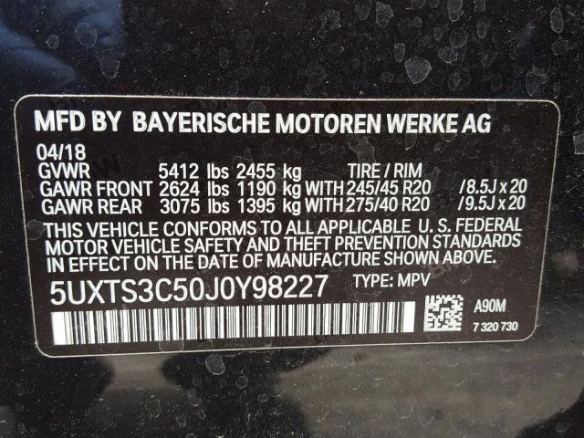 Photo 9 VIN: 5UXTS3C50J0Y98227 - BMW X3 XDRIVEM 