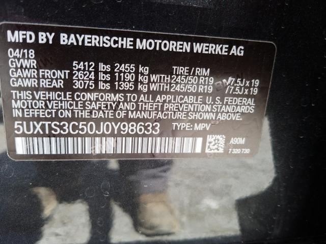 Photo 9 VIN: 5UXTS3C50J0Y98633 - BMW X3 XDRIVEM 