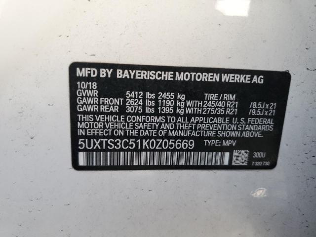 Photo 12 VIN: 5UXTS3C51K0Z05669 - BMW X3 XDRIVEM 