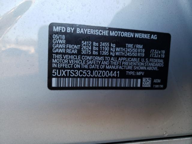 Photo 9 VIN: 5UXTS3C53J0Z00441 - BMW X3 XDRIVEM 